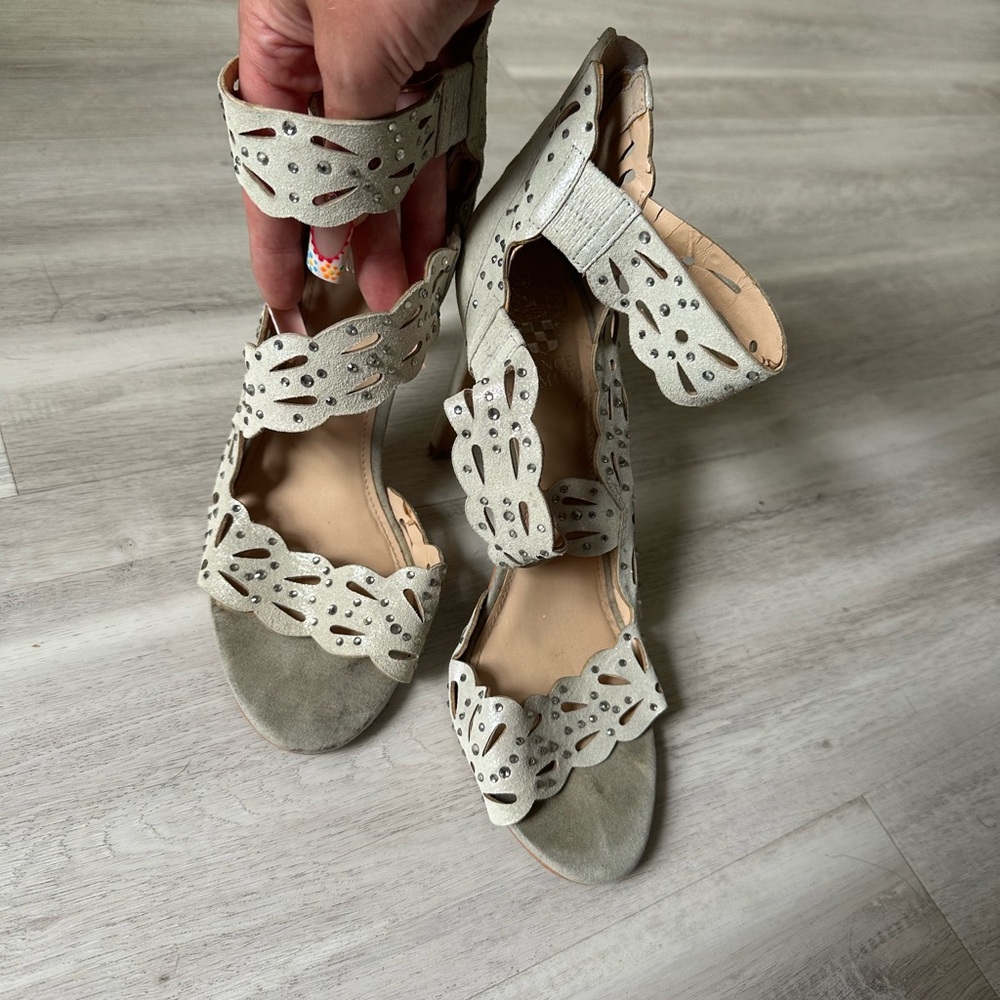 Vince Camuto- Size 8.5 Light gray with silver glitter and rhinestones